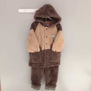 都市丽人男士睡衣新款FHT1E3三层加厚加绒夹棉连帽舒适家居服套装