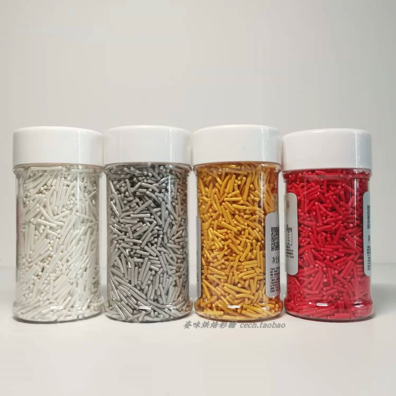 白色红色彩糖金银色蛋糕装饰糖针