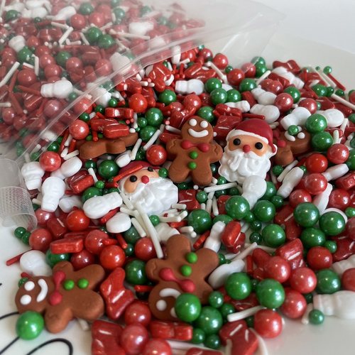 圣诞节糖珠蛋糕装饰糖果老人拐杖雪人糖牌可食用糖针雪花铃铛混合