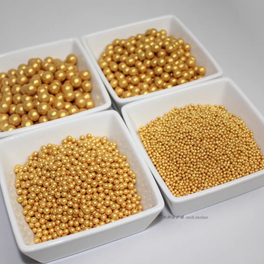 大小号金色黄珠糖1kg彩珠DIY烘焙烘烤西点蛋糕装饰食用彩糖翻糖粉