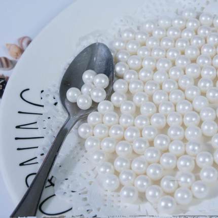7mm白色大彩珠500g特惠食用烘焙装饰珍珠皇冠蛋糕DIY原料裱花黄珠