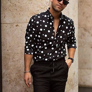 long versatile sleeved shirt 衬衣 Wave 波点印花百搭长袖 print