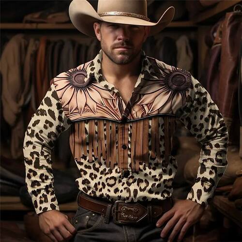 翻领印花长袖Flip collar print multi-color long sleeved shirt
