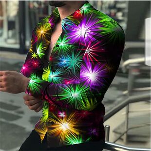 printed collar 男士 breasted Men single shirt 印花单排扣衬衫