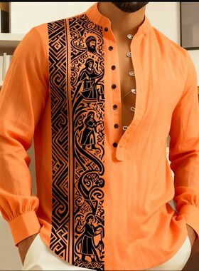 纯色印花开衫上衣男 Solid color printed cardigan top for men