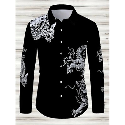 印花男士修身长袖衬衫Printed men's slim fit long sleved shirt