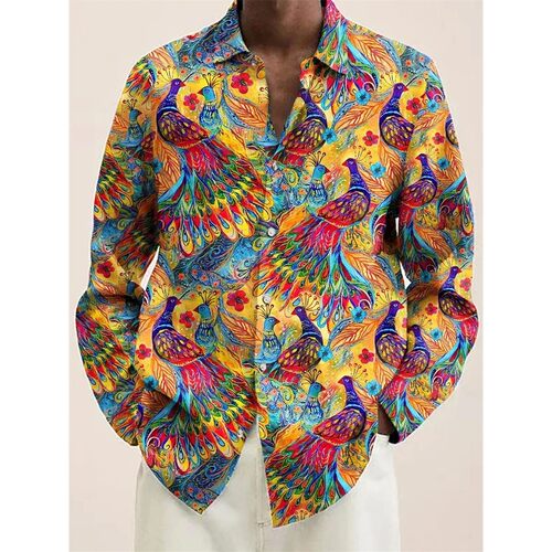 翻领印花系扣长袖T恤 Flip collar printed long sleeved T-shirt