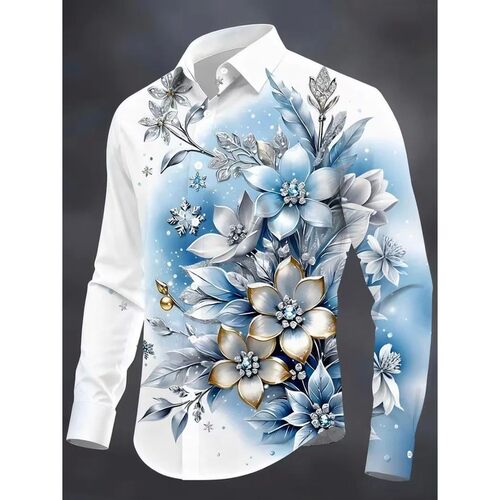 翻领印花纽扣长袖T恤 Flip collar printed long sleeved T-shirt