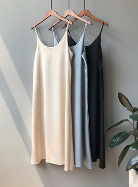 French Underlay Suspended Dress Solid法式打底吊带裙纯色女装