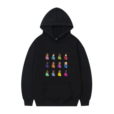 Hip Hop Solid Print Hooded Sweater for Men嘻哈印花连帽卫衣男