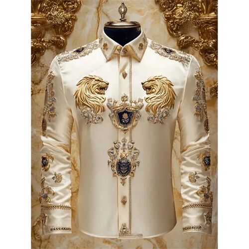 翻领印花系扣长袖T恤 Flip collar printed long sleeved T-shirt
