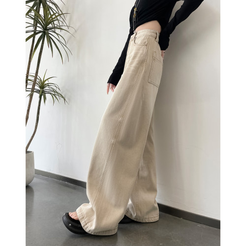 浅卡色工装牛仔裤女2026春夏新款