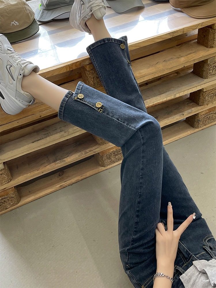 显瘦显高155直筒牛仔春秋烟管裤