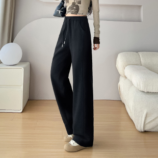 运动云朵弯刀裤 高腰垂感加绒休闲直筒窄版 女秋冬2025新款 阔腿裤