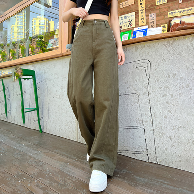 军绿色工装裤2025年夏季牛仔裤