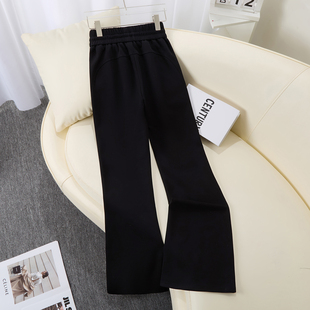 加肥加大码胖mm200斤空气棉微喇裤女2025秋冬高腰弹力运动休闲裤