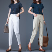 155小个子棉麻九分裤 女 亚麻哈伦休闲裤 2025春夏新款 高端品牌女裤