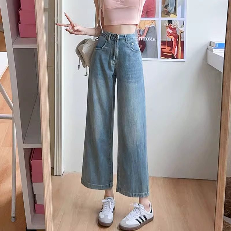 阔腿牛仔裤九分薄款棉2025夏显瘦