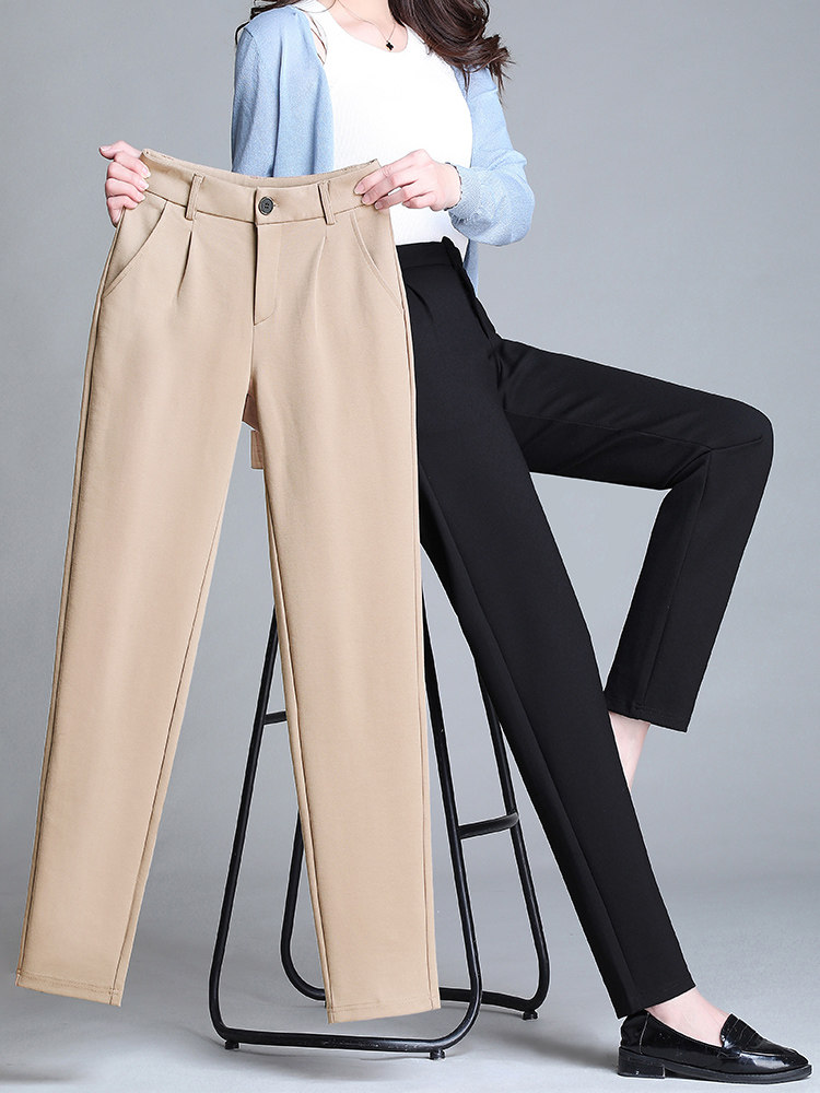 春秋款休闲女西裤加肥加大码中年妈妈宽松遮肉显瘦通勤ol职业女裤