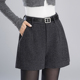 毛呢短裤 子 宽松休闲阔腿a字靴裤 女高腰秋冬2025新款 外穿显瘦大码