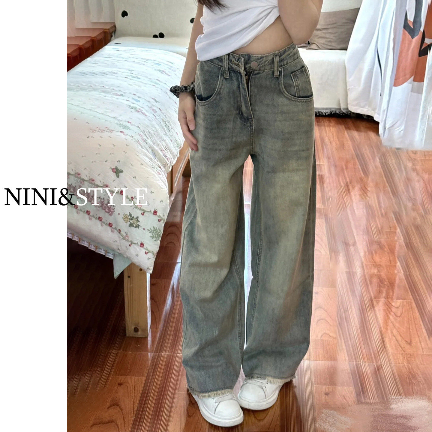 浅色窄版阔腿牛仔裤女2026春秋新款高腰显瘦宽松垂感直筒拖地裤子,女装/女士精品,牛仔裤,淘宝优惠券,粉丝福利购,淘宝优惠卷