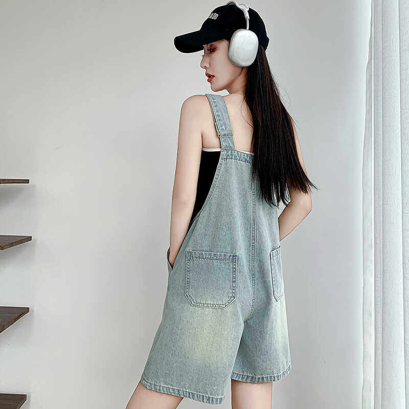 牛仔背带短裤女夏季薄款2025新款图片