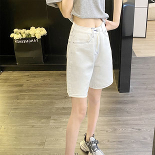 黑色牛仔短裤女五分裤夏季薄款高腰马裤小个子5分中裤2025年新款