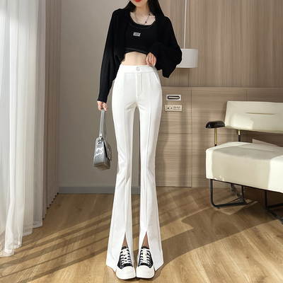 前开叉微喇叭女裤2025秋冬