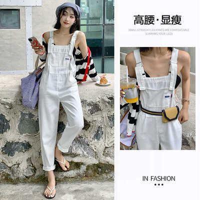 白色背带裤女夏季薄款2025新款潮