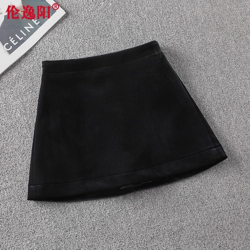 黑色丝绒半身裙女2025春秋季新款高腰显瘦裤裙小个子a字包臀短裙,女装/女士精品,半身裙,淘宝优惠券,粉丝福利购,淘宝优惠卷