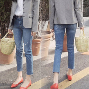 港味复古宽松直筒牛仔裤 女九分2026春155小个子八分高腰显瘦弹力