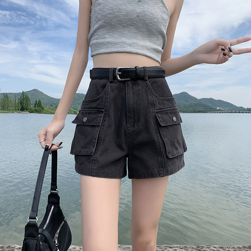 美式高腰工装牛仔短裤女夏季