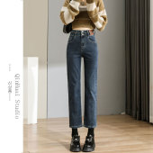 小个子裤 复古直筒牛仔裤 女高腰弹力春夏2026年宽松显瘦九分烟管裤