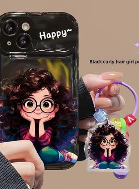 卷发女孩适用于苹果15手机壳iphone14/13卡通12/11promax动漫15plus新款xr女xs max网红7/8plus爆款se