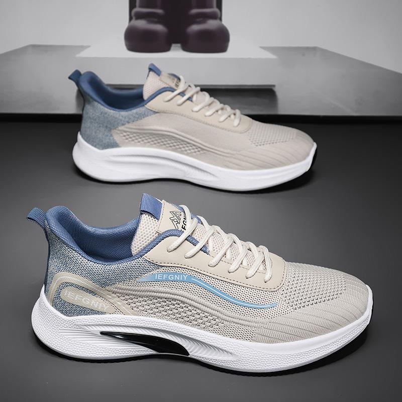 男鞋2025新款秋季飞织网面透气休闲运动鞋青少年潮流百搭跑步网鞋