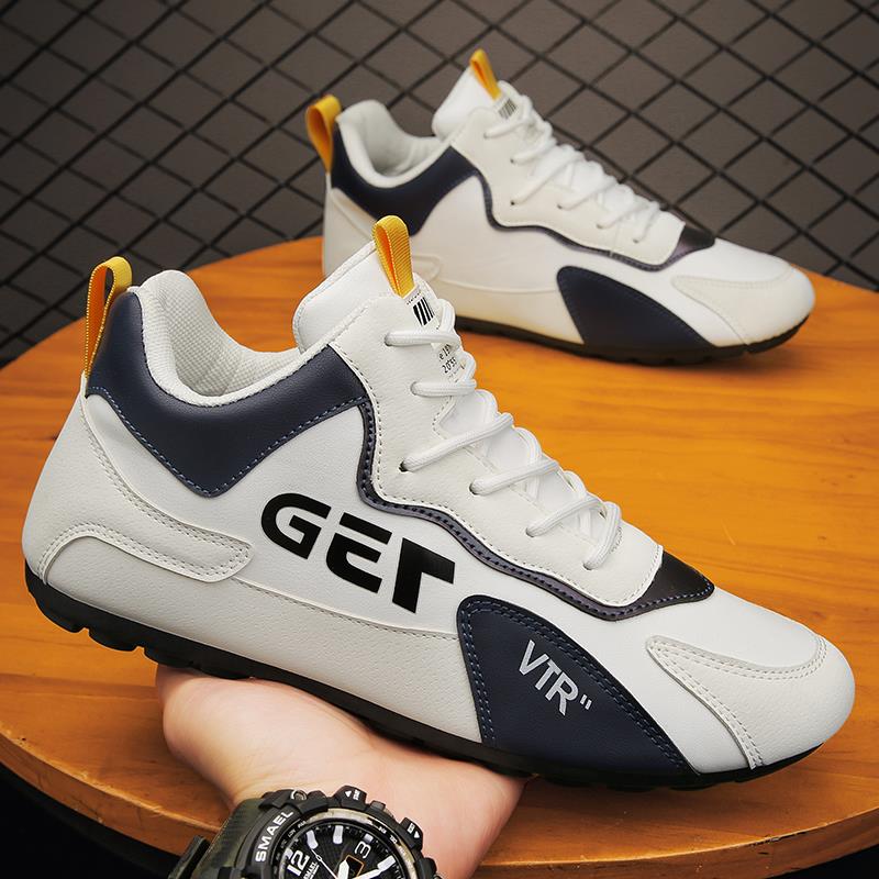 男鞋秋季潮流百搭休闲运动鞋德训鞋皮面软底加绒棉鞋轻便旅游潮鞋