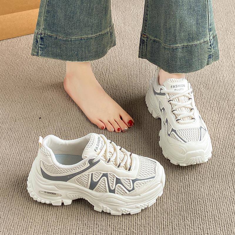 老爹鞋女2025新款秋季网面运动鞋厚底松糕鞋轻便不累脚增高鞋
