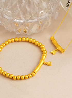 古法传承串珠手链实心手串磨砂款竹节挂件吊坠项链时尚女士饰品