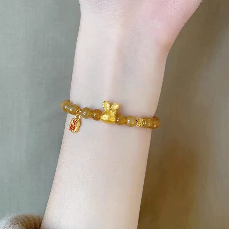 兔子手链女招财糖色仿和田玉手串