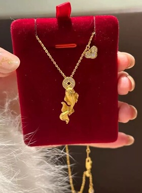 镶钻钱币锦鲤祥云项链女款时尚大鱼海棠金鱼系列锡金耳环项链手链