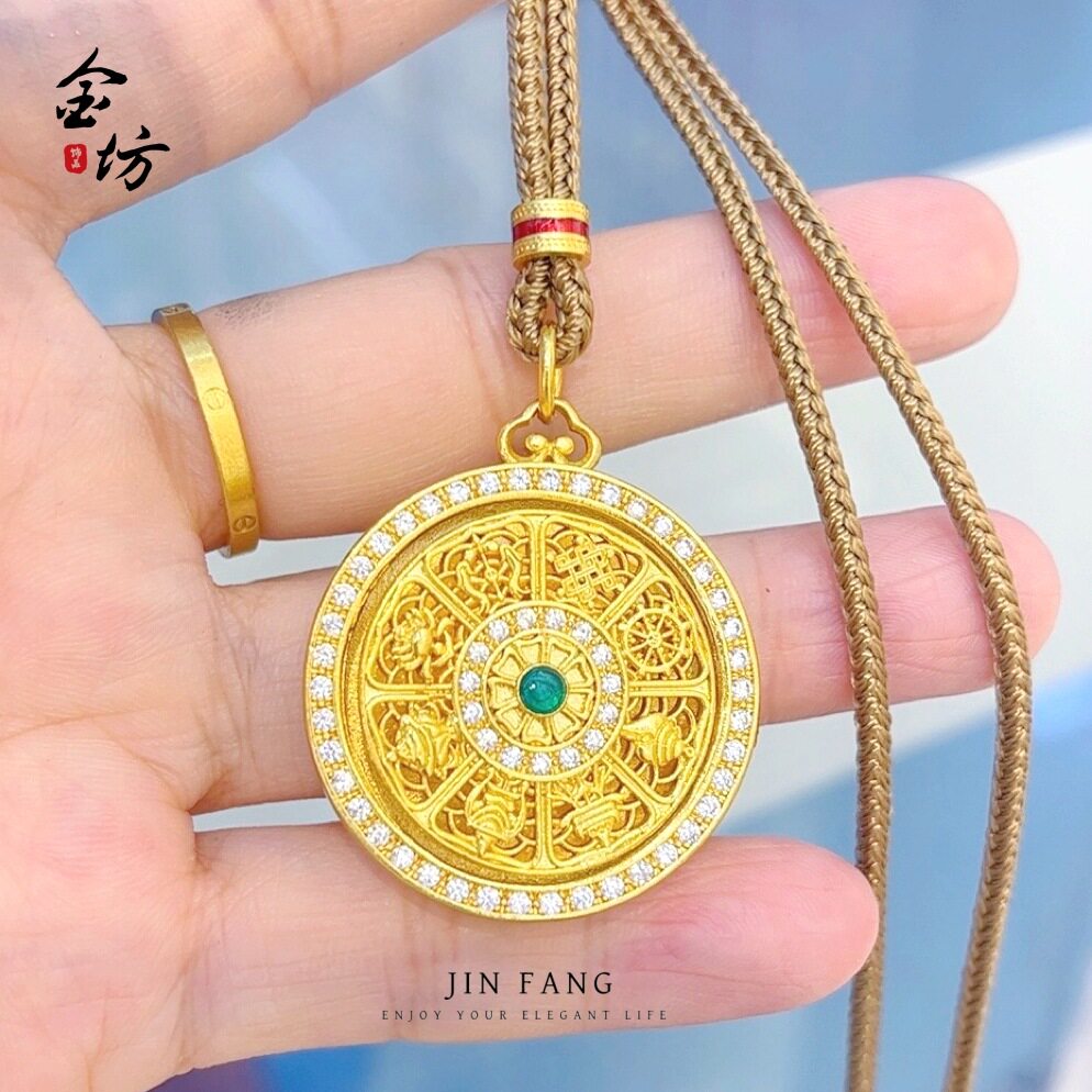 小红书同款沙金999镀真金绿钻转