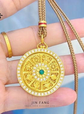 小红书同款沙金999镀真金绿钻转