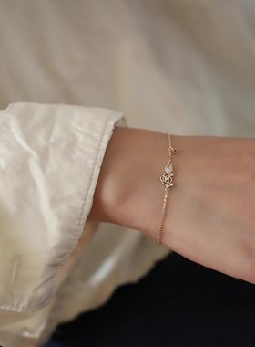 新款时尚镀14K金手链月季花造型