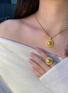 新中式花丝珍珠项链女宫廷风温柔