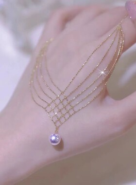 珍珠鱼尾蕾丝项链奢珠气质时尚锁