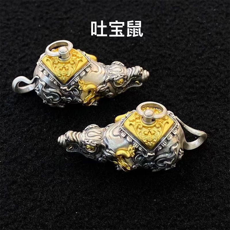 藏式民族风复古做旧款镀金色吐宝