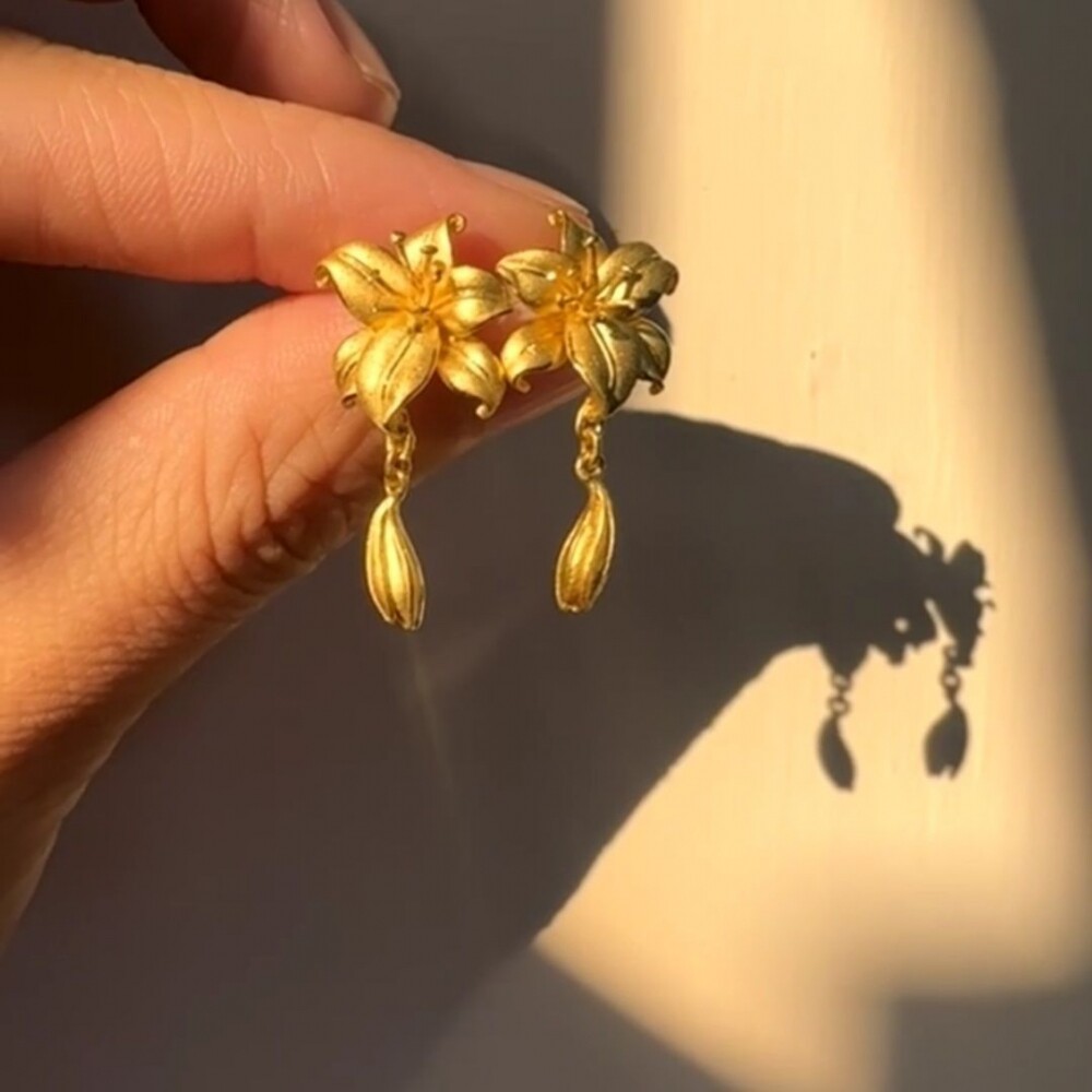 百合花耳钉花月佳期耳饰耳环时尚