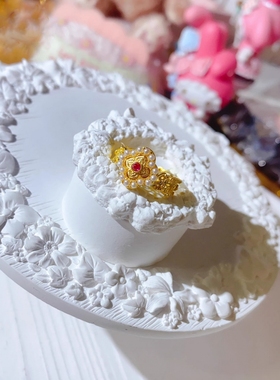 古法宫廷风花丝如意红宝石仿珍珠