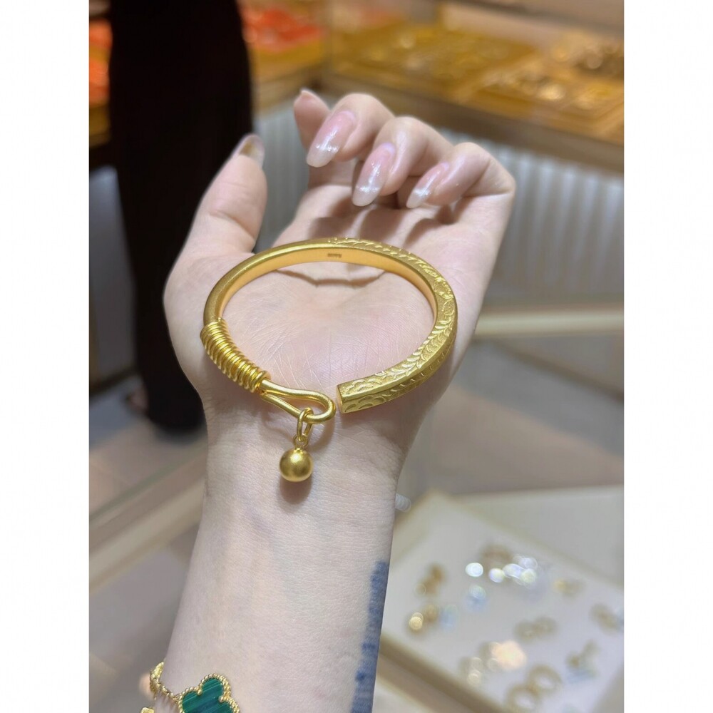 古法绕丝铃铛銺刻荷花麦穗吉祥黄