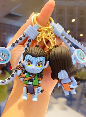 卡通可爱蓝色精灵钥匙扣礼品礼物爆品热卖娃娃机挂件公仔包包挂件